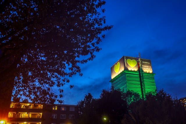 The Grenfell Tower in west London (Steve Parsons/PA)