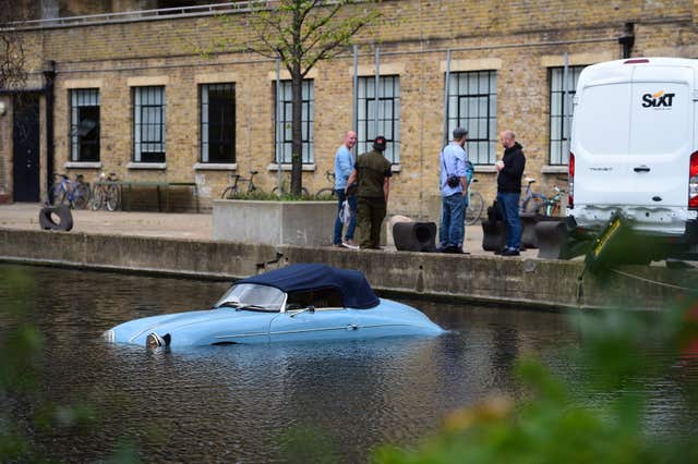 Car in London canal