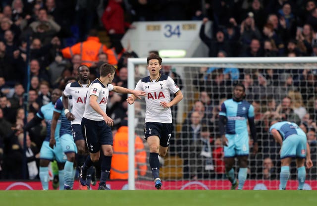 Son-Heung-min celebrates a goal