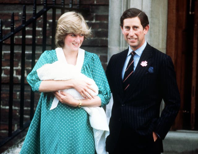 Prince William's debut outside the Lindo Wing with his parents the Prince and Princess of Wales (PA)