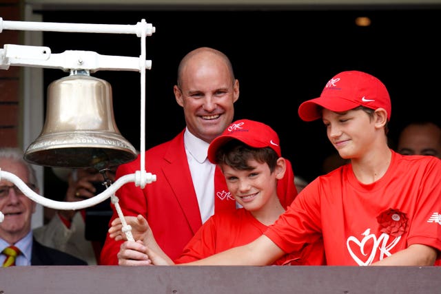 Andrew Strauss, left, with sons Luca and Sam at Lord's