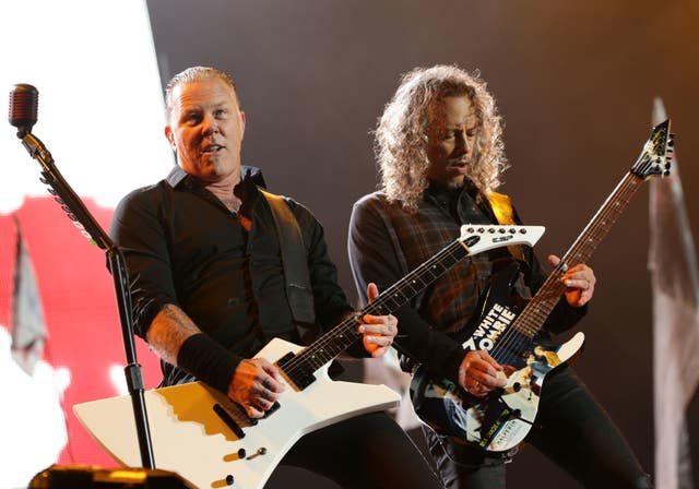 James Hetfield and Kirk Hammett of Metallica (Yui Mok/PA)