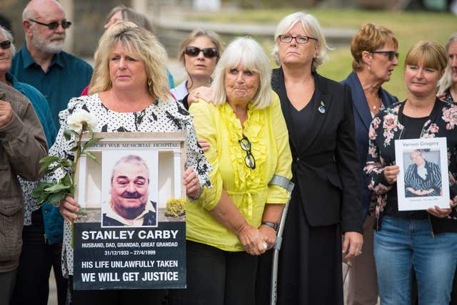 Members of the families of people who died at Gosport War Memorial Hospital