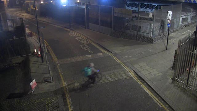 CCTV footage captured Jazz Reid, disguised as a Deliveroo rider last November 6