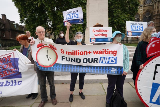 NHS waiting lists protest