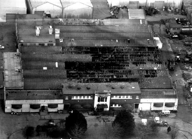 The fire-blackened Stardust Nightclub in Artane, Dublin in 1981