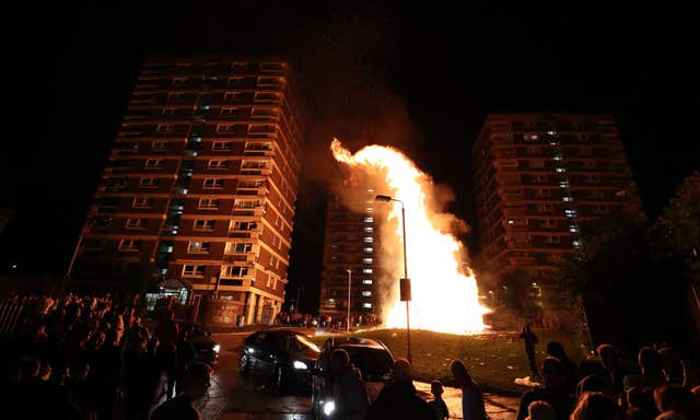 The bonfire in the New Lodge area