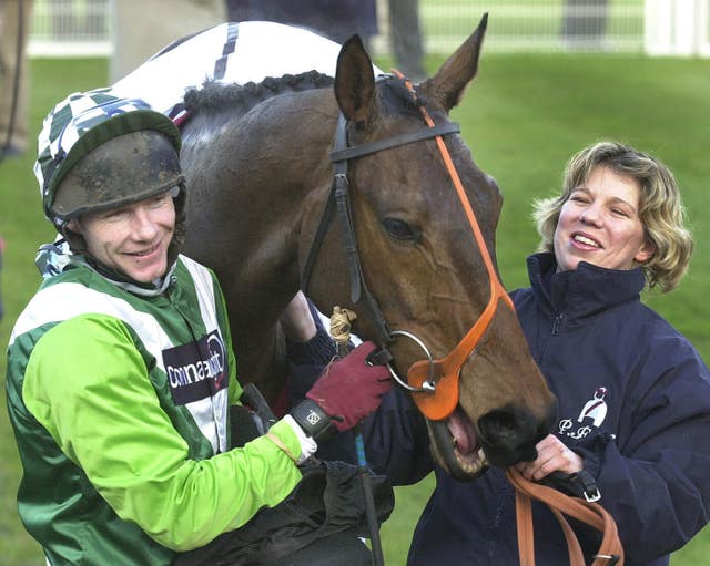 See More Business, Mick Fitzgerald and Georgina Bown after his Gold Cup win