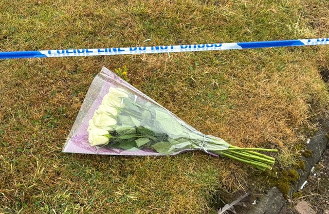 Floral tributes at the Elliot industrial estate in Arbroath
