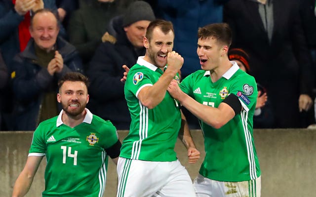 Niall McGinn, centre, got the ball rolling on Thursday night