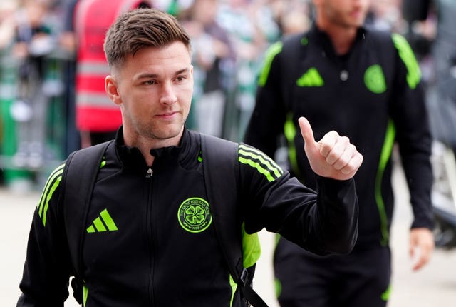 Kieran Tierney gives a thumbs-up gesture