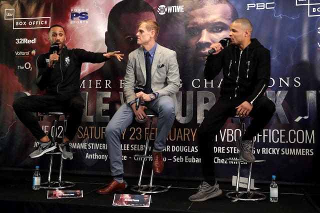 James DeGale, left, and Chris Eubank Jr, right, regularly interrupted each other in a heated press conference (Adam Davy/PA)