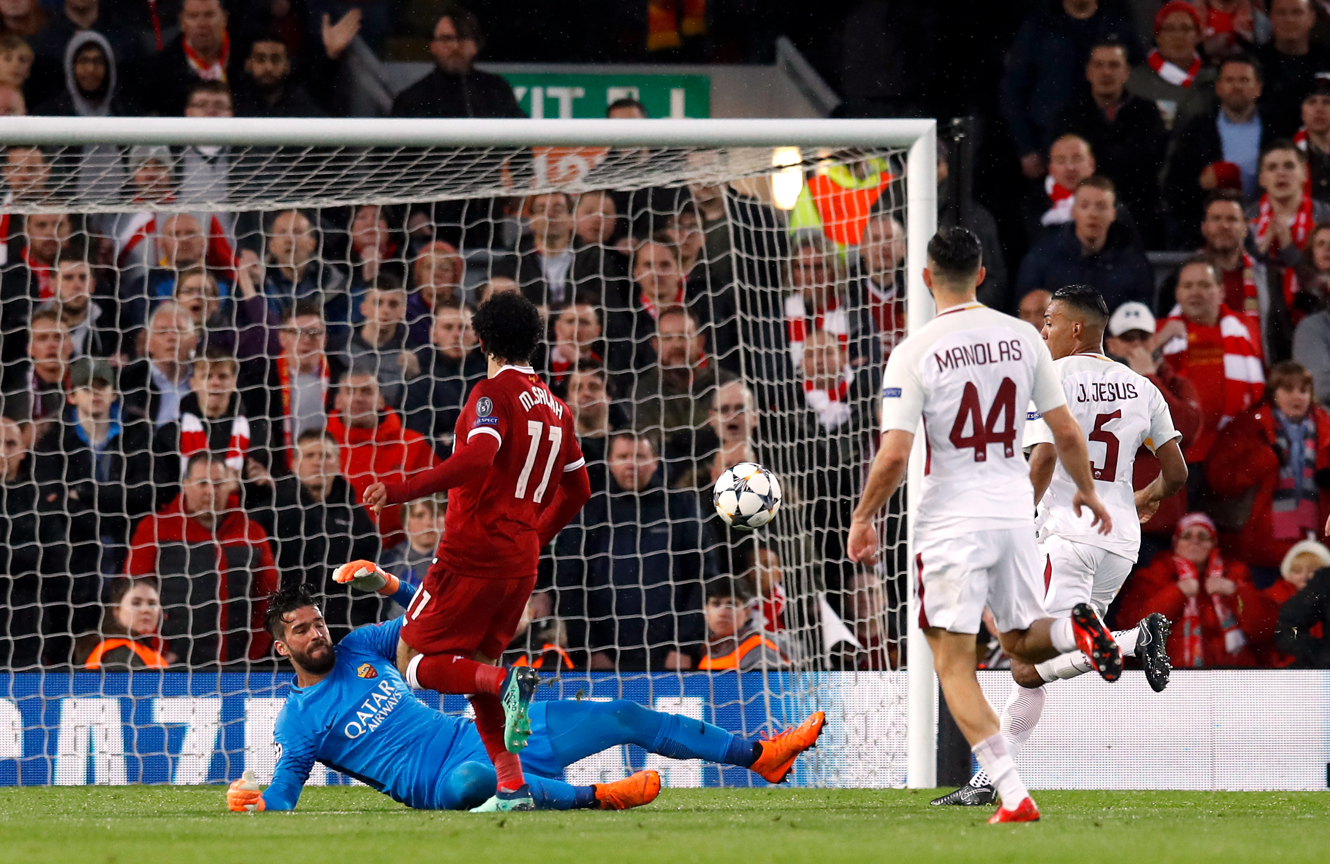 Mohamed Salah scores his second at Anfield