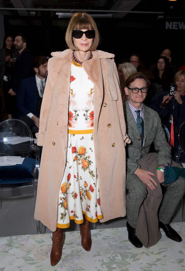 Anna Wintour on the front row during the Richard Quinn Autumn/Winter 2018 London Fashion Week (Isabel Infantes/PA)