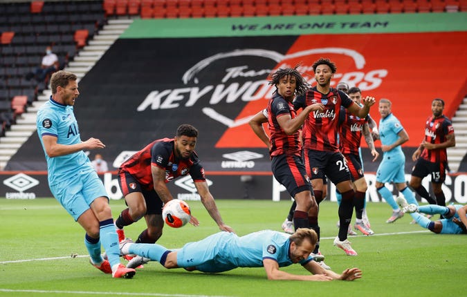 Harry Kane appeared to be pushed by Josh King