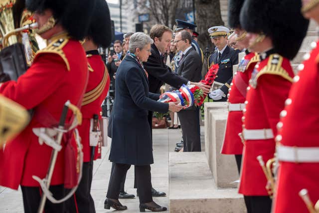 Wreaths were laid at Marshal Foch's statue in Victoria, central London (Victoria Jones/PA)