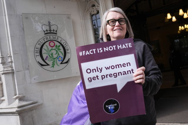 The Supreme Court challenge was brought by campaign group For Women Scotland against the Scottish government (Lucy North/PA)
