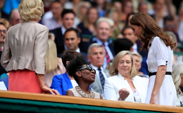 The Duchess also stopped for a chat with actress and author Floella Benjamin