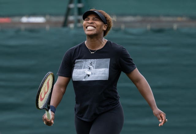 Serena Williams during practice at Wimbledon
