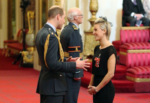 Alex Danson receives an MBE from the Duke of Cambridge