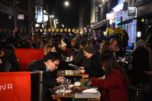 People out on Old Compton Street in London, ahead of a national lockdown for England from Thursday