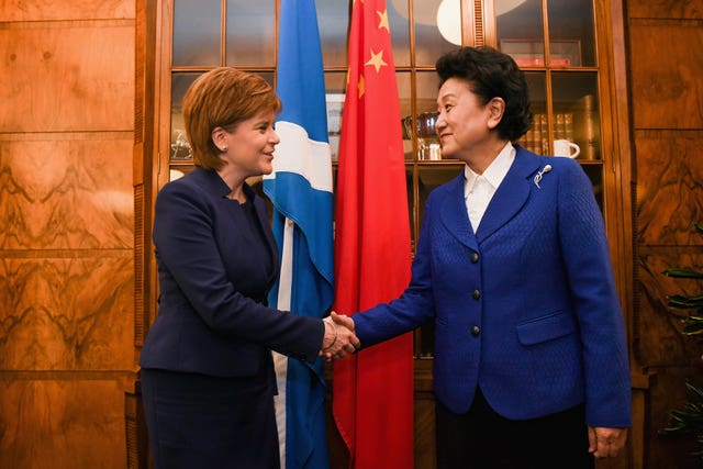 First Minister Nicola Sturgeon meeting Chinese Vice Premier Liu Yandong last December (Jeff Mitchell/PA)