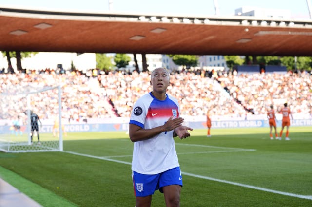 England’s Lauren James acknowledges the crowd after being substituted during the Euro 2025
