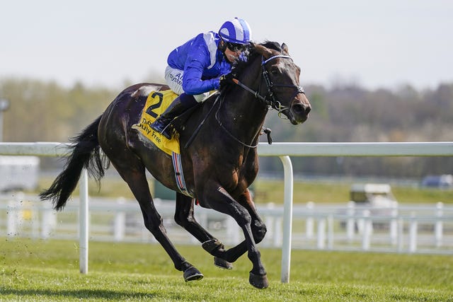Al Aasy coming home to win the Dubai Duty Free Finest Surprise Stakes at Newbury