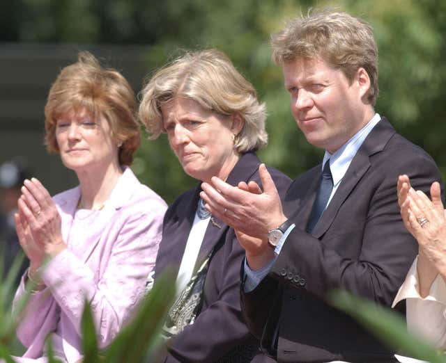 The sisters of the late Diana, Princess of Wales, Lady Sarah McCorquodale (left) and Lady Jane Fellowes and her brother Earl Spencer (PA)