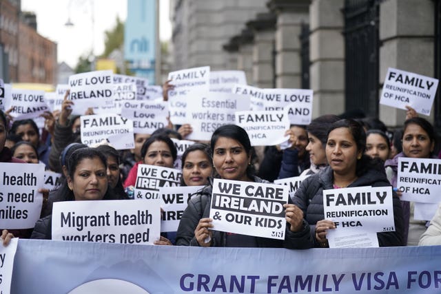 Migrant healthcare workers protest