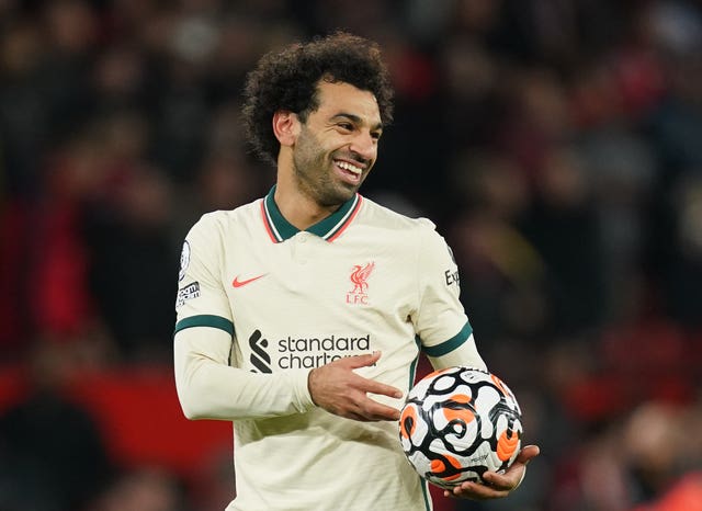 Mohamed Salah scored a hat-trick at Old Trafford (Martin Rickett/PA).