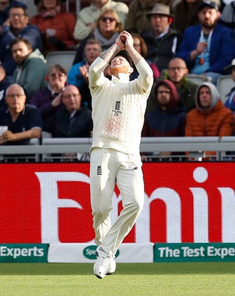 Ben Stokes takes the catch to dismiss Steve Smith