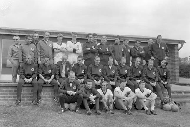 Uwe Seeler, top right, with the 1966 West Germany World Cup squad