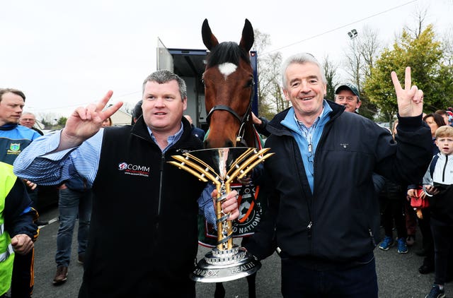 Tiger Roll with trainer Gordon Elliott (left), and owner Michael O’Leary