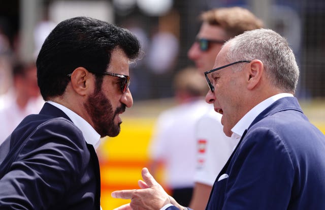 Mohammed Ben Sulayem and Stefano Domenicali at the British Grand Prix