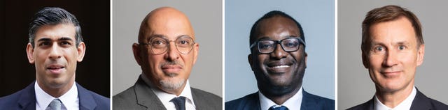 From left to right Rishi Sunak, Nadhim Zahawi, Kwasi Kwarteng and Jeremy Hunt