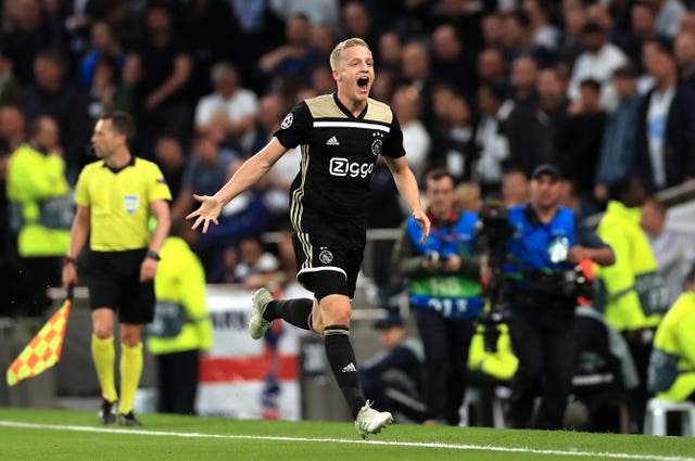 Ajax's Donny van de Beek put his side in control of the semi-final against Tottenham 