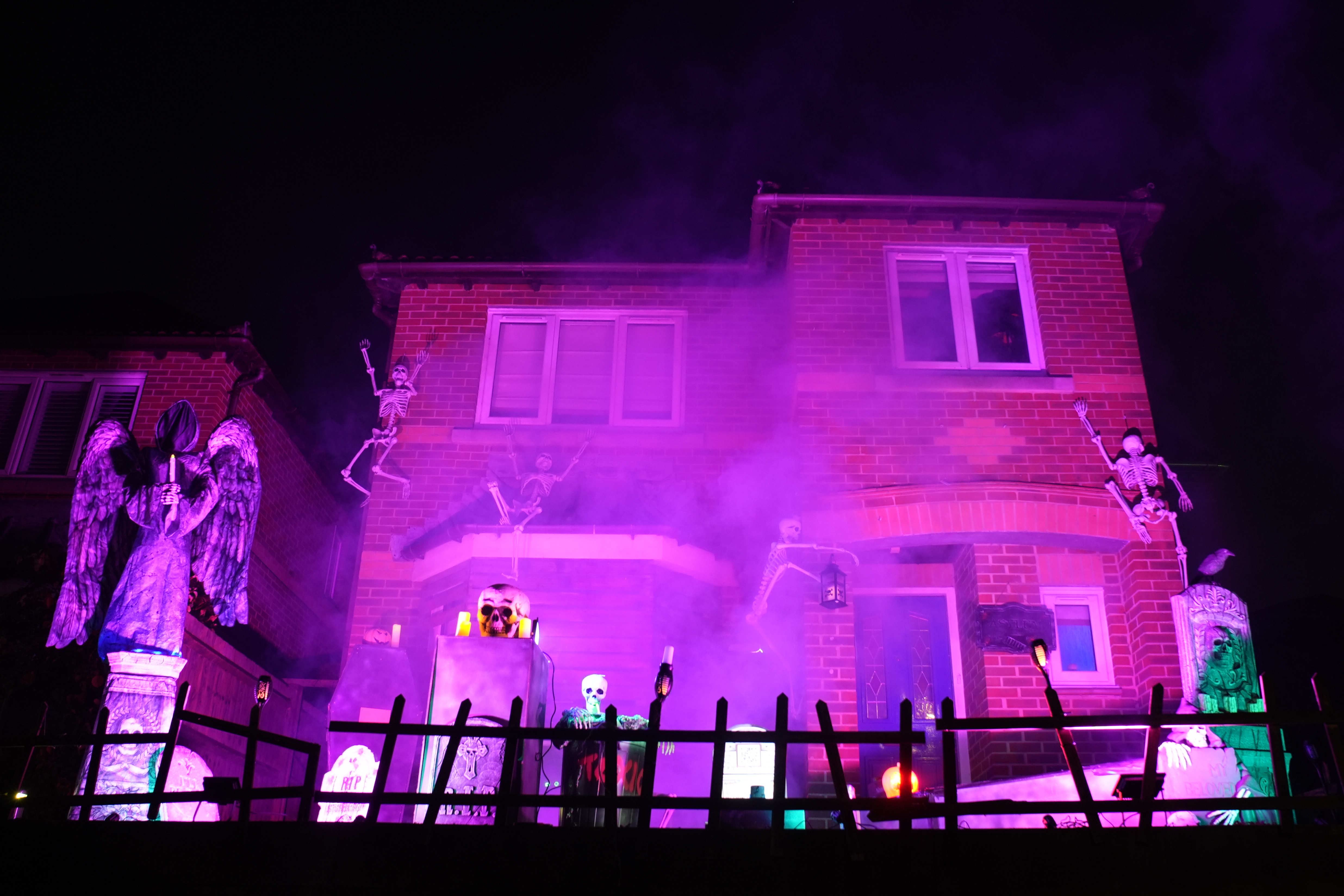 A house decorated for Halloween in Ashford, Kent