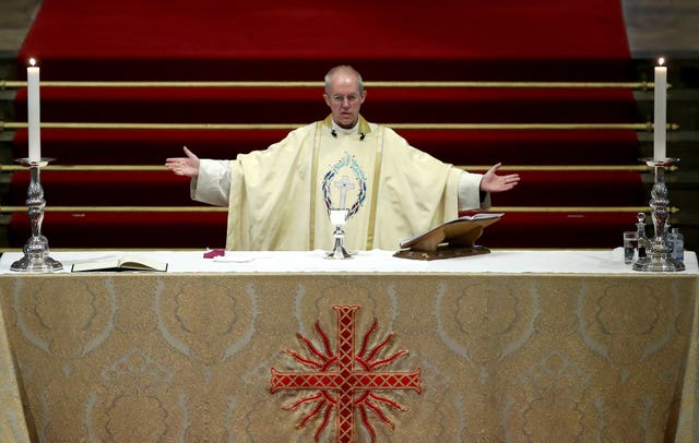 The Archbishop of Canterbury Justin Welby during the Easter Day Choral Eucharist service at Canterbury Cathedral