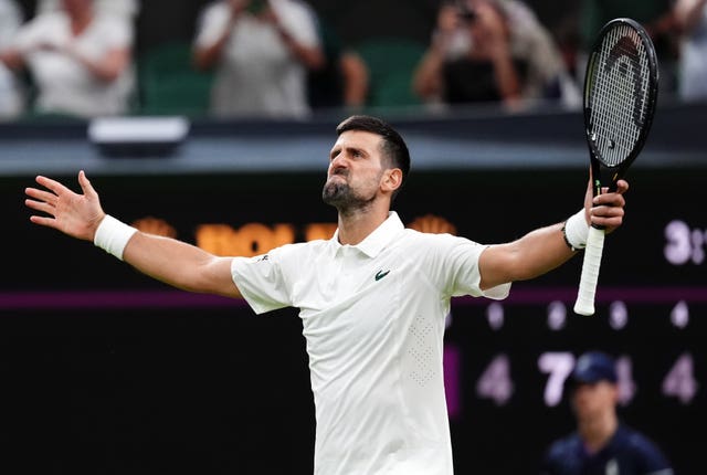 Novak Djokovic celebrates