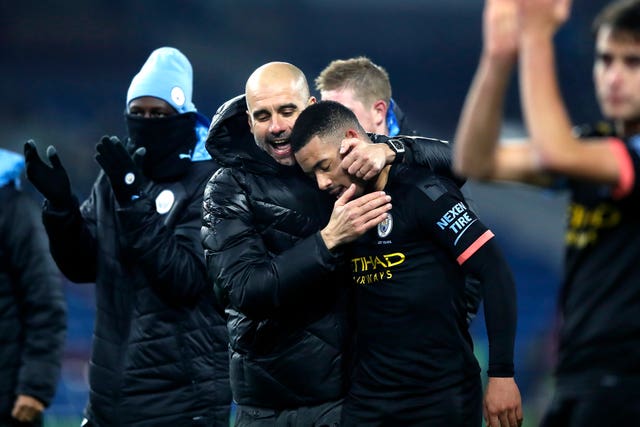 Manchester City manager Pep Guardiola (left) has had Gabriel Jesus (pictured) and Emerson called up by Brazi