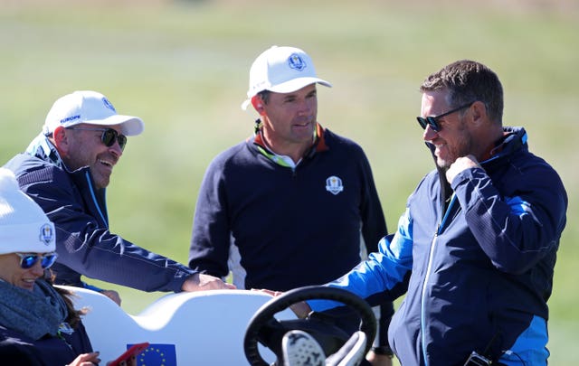 Padraig Harrington (centre) and fellow Team Europe vice-captain Lee Westwood (right) are in the running