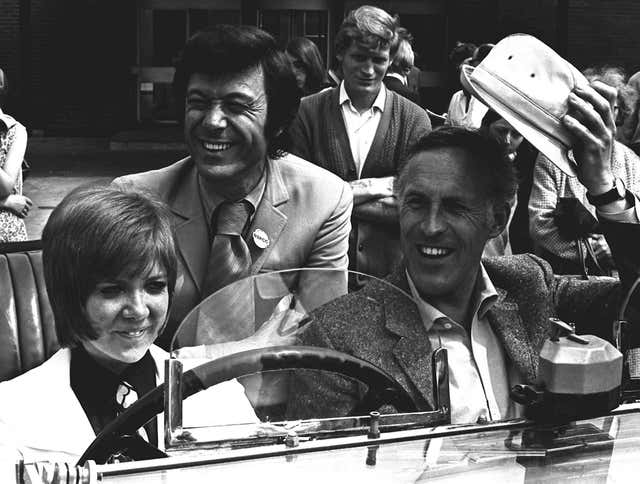 Singer Cilla Black, with comedian Bruce Forsyth and choreographer Lionel Blair (centre) in Leeds