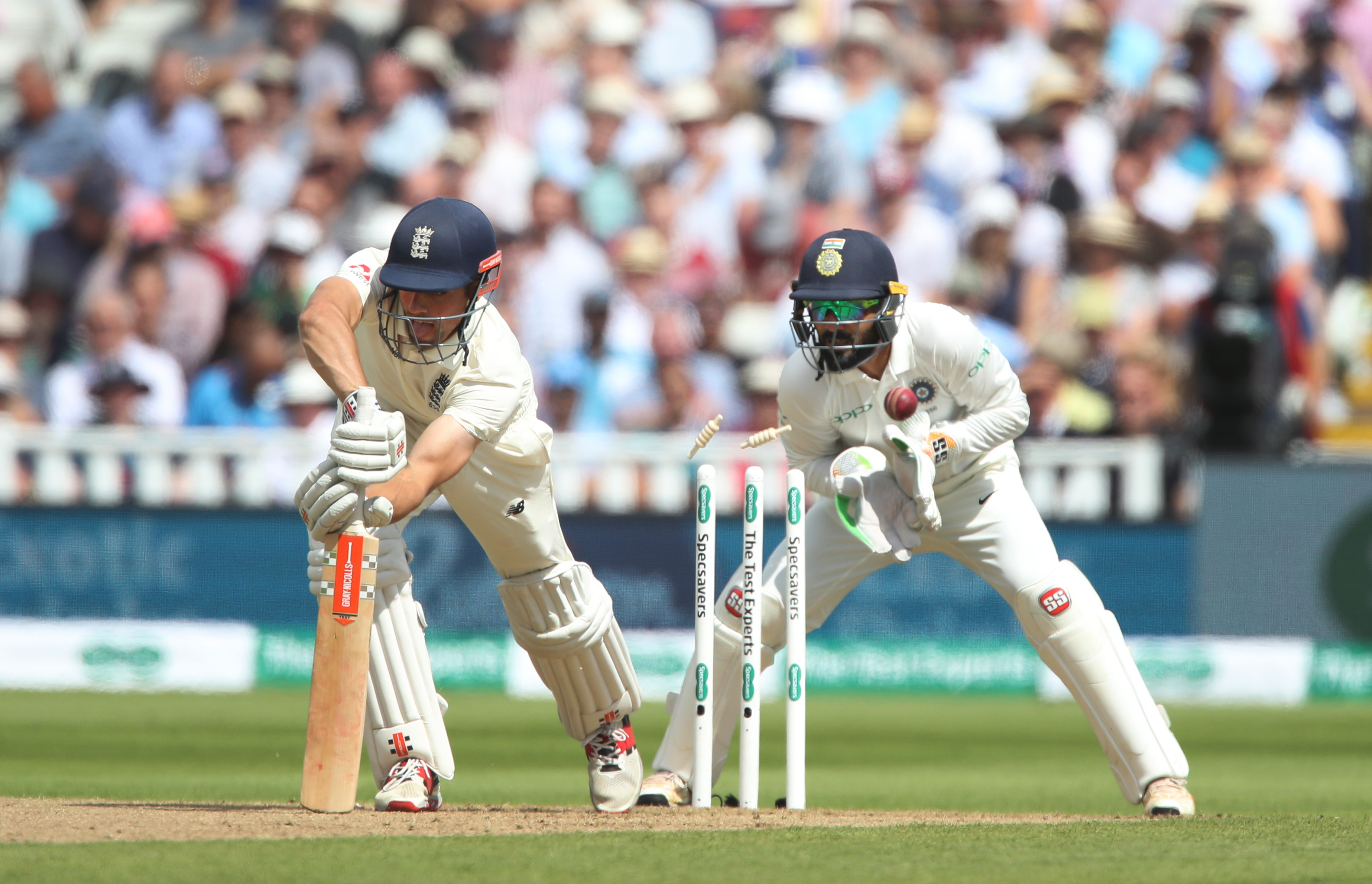 Alastair Cook is bowled by Ravichandran Ashwin for 13
