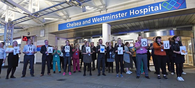 Staff from the Chelsea and Westminster Hospital in London
