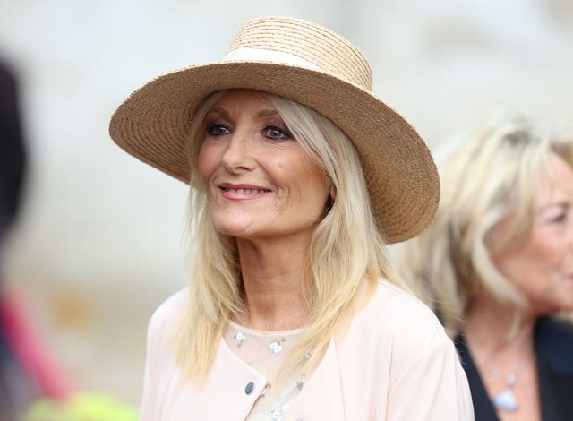 Gaby Roslin leaves following the wedding of Spice Girl Melanie Brown, Mel B, to fiance hairdresser Rory McPhee at St Paul’s Cathedral, London