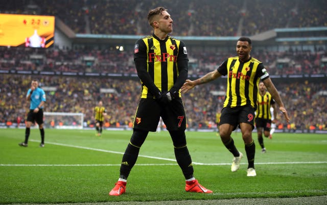 Watford's Gerard Deulofeu celebrates his extra-time winner against Wolves