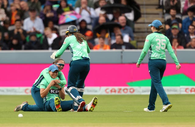 Marizanne Kapp celebrates catching out Southern Brave's Anya Shrubsole