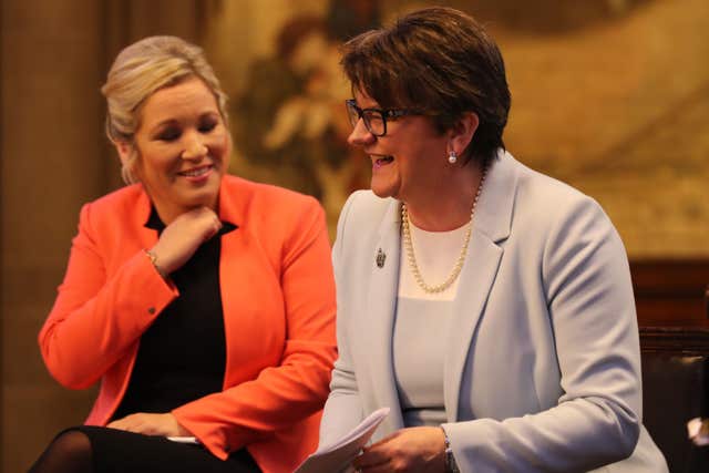 DUP leader Arlene Foster and Sinn Fein’s Northern Ireland leader Michelle O’Neill (Owen Humphreys/PA)