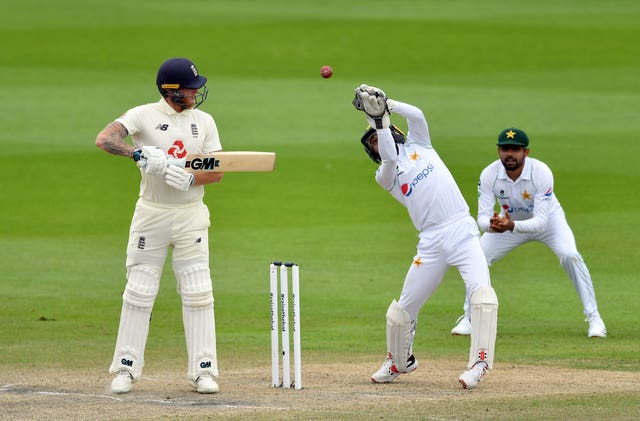 Pakistan's Mohammad Rizwan caught out Ben Stokes for nine in the second innings